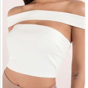 TOBI White OFF Shoulder Crop Top